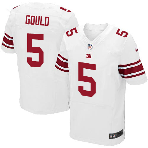 Men's Elite Robbie Gould Nike Jersey White Road - #5 NFL New York Giants